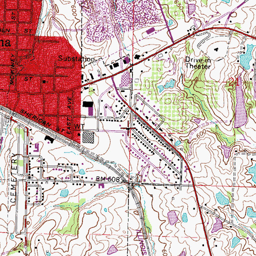Topographic Map of Anna Heights Baptist Church, IL