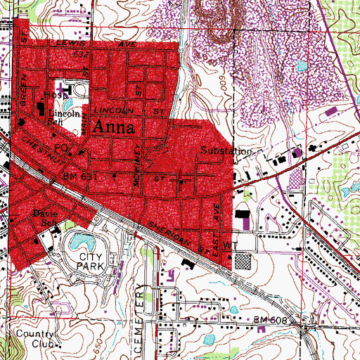 Topographic Map of Church of Christ, IL