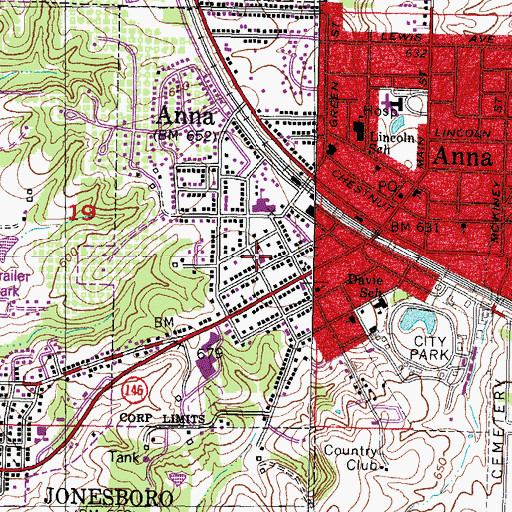 Topographic Map of First Baptist Church, IL