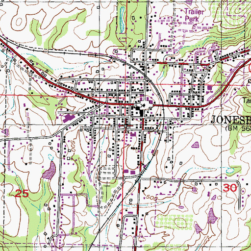 Topographic Map of First Baptist Church of Jonesboro, IL