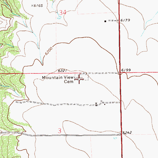 Topographic Map of Mountain View Cemetery, CO