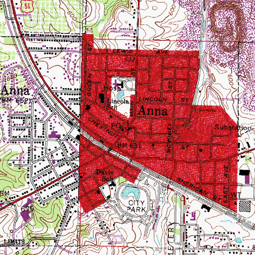 Topographic Map of First Christian Church, IL