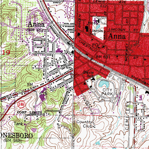 Topographic Map of First Presbyterian Church, IL