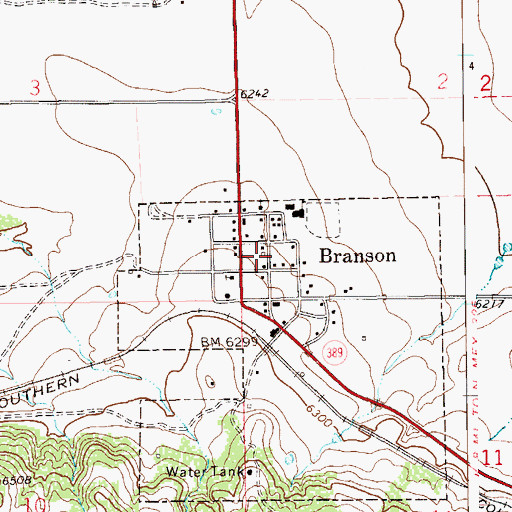 Topographic Map of Branson, CO