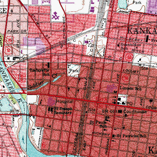 Topographic Map of Annunciation Greek Orthodox Church, IL