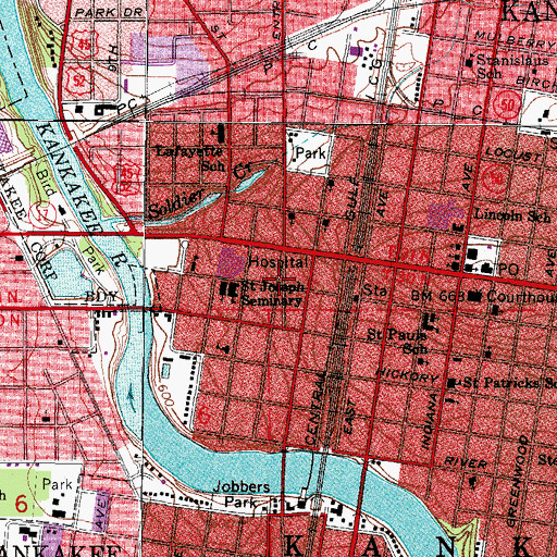Topographic Map of Kankakee Fire Department Training and Reserve Apparatus Station 2, IL