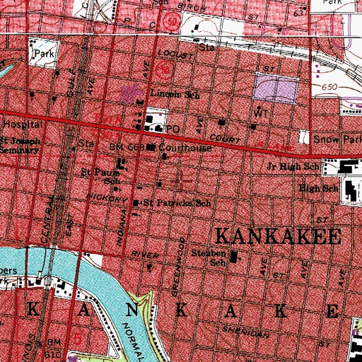Topographic Map of First Church of Christ Scientist, IL