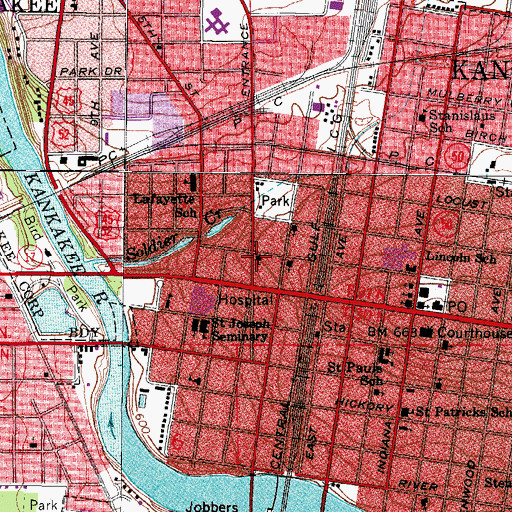 Topographic Map of First Church of God, IL