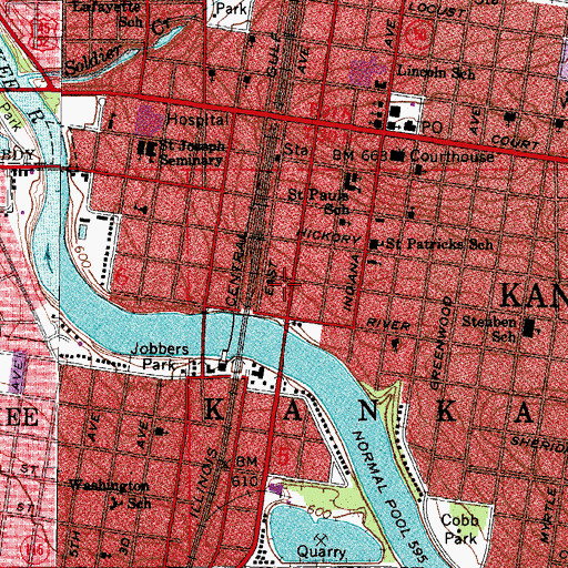 Topographic Map of Immanuel Baptist Church (historical), IL