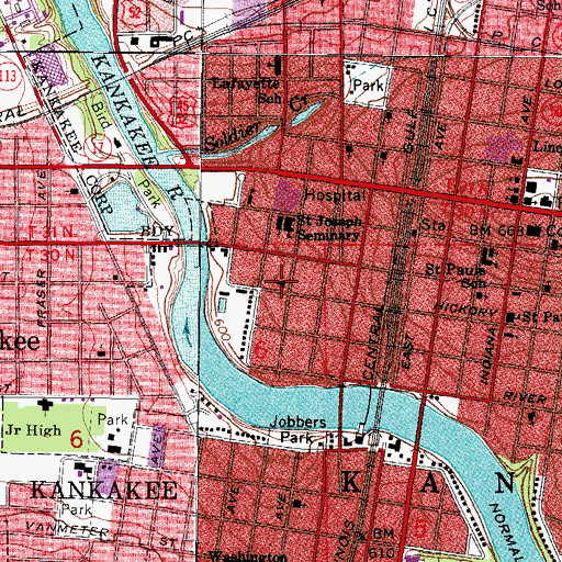Topographic Map of Jefferson Public School (historical), IL
