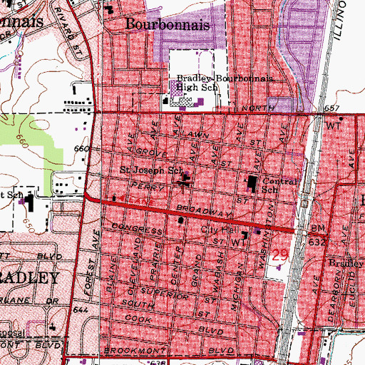 Topographic Map of Saint Joseph Church, IL