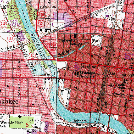 Topographic Map of Saint Rosa of Lima Roman Catholic School, IL