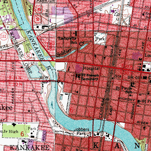 Topographic Map of Saint Rose Roman Catholic Church, IL