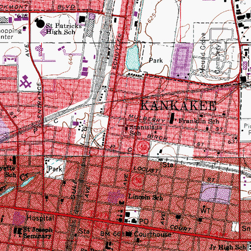 Topographic Map of Saint Stanislaus Roman Catholic Church, IL