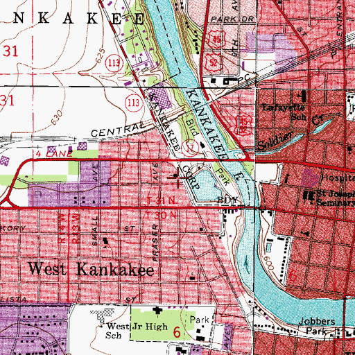 Topographic Map of Wall Street Baptist Church, IL