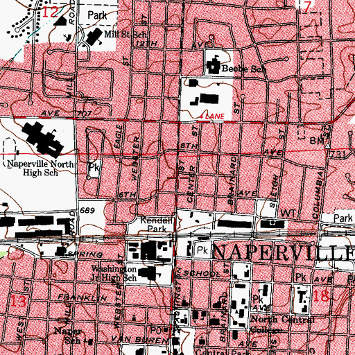 Topographic Map of Bethany Evangelical Lutheran Church (historical), IL