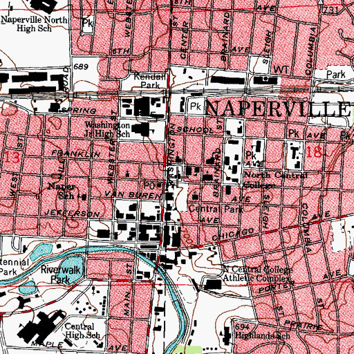 Topographic Map of First Congregational Church, IL