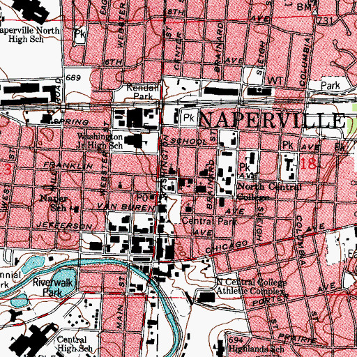 Topographic Map of First Evangelical Church, IL