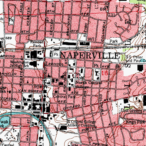 Topographic Map of Goldspohn Science Hall, IL