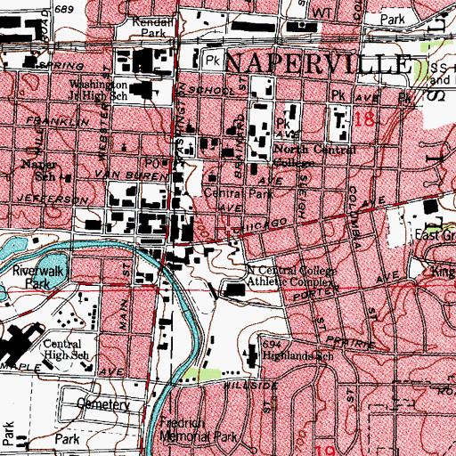 Topographic Map of Kaufman Hall, IL