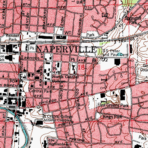 Topographic Map of Peter Kroehler Memorial Dormitory, IL