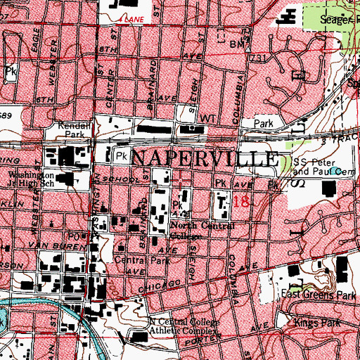 Topographic Map of Seybert Hall, IL