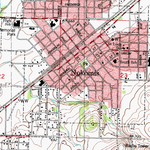 Topographic Map of First Methodist Church, IL