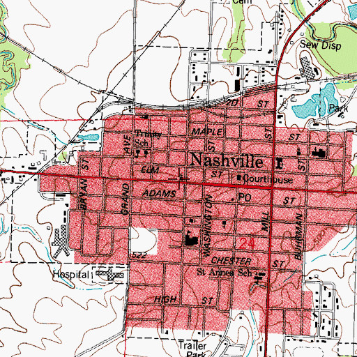 Topographic Map of First Presbyterian Church, IL