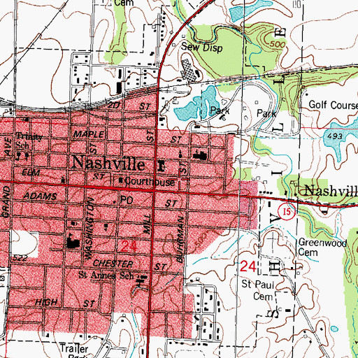Topographic Map of Nashville Public Library, IL