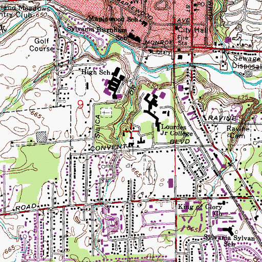 Topographic Map of Carmel Hall, OH