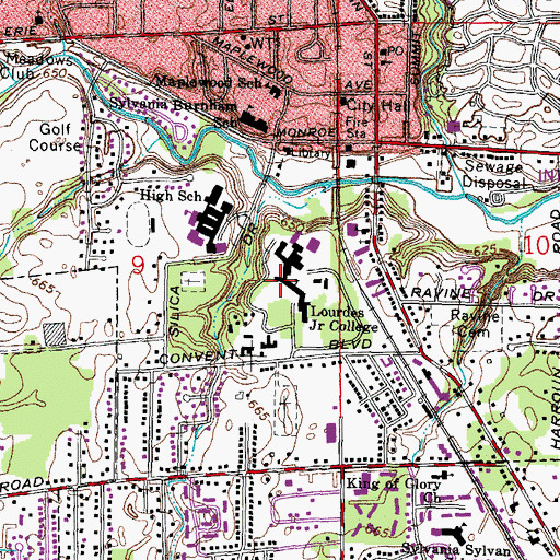 Topographic Map of Duns Scotus Library, OH