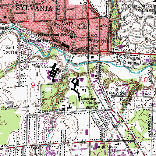 Topographic Map of Maria Hall, OH