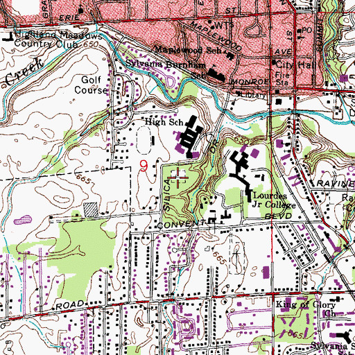 Topographic Map of Porta Coeli Cemetery, OH