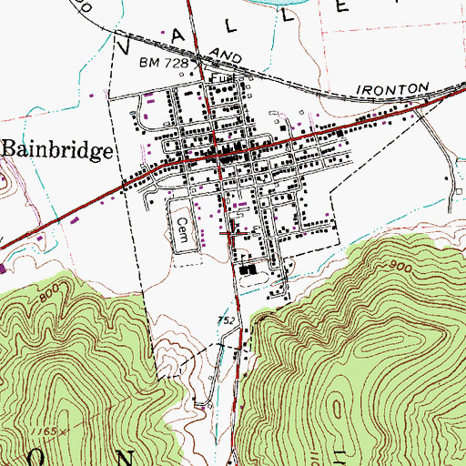 Topographic Map of Bainbridge Church of Christ, OH