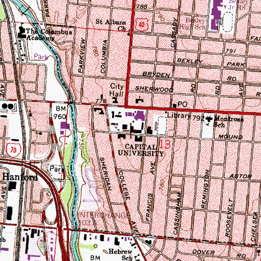 Topographic Map of Ackermann Hall, OH