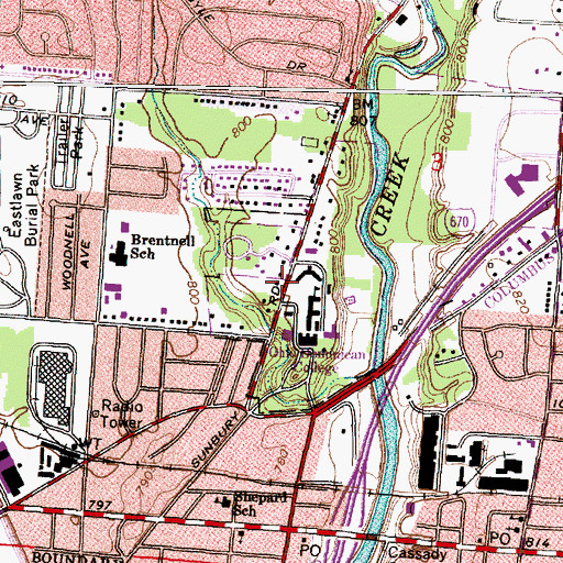 Topographic Map of Alumni Hall, OH