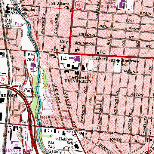 Topographic Map of Cotterman Hall, OH