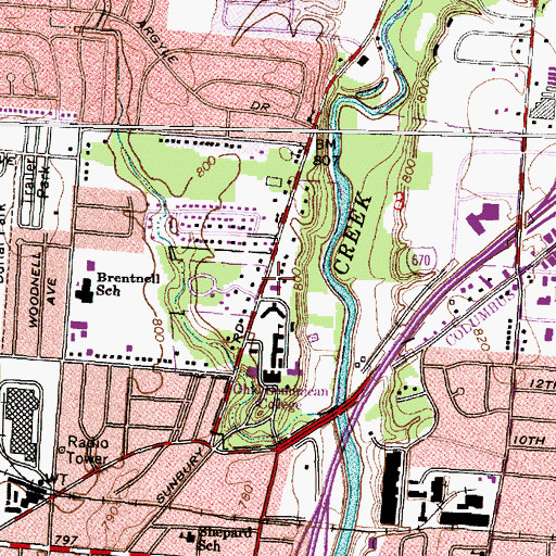 Topographic Map of Fitzpatrick Hall, OH