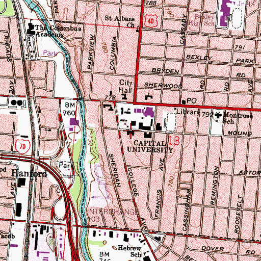 Topographic Map of Huber-Spielman Hall, OH