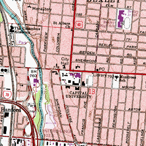 Topographic Map of Josiah H Blackmore Library, OH