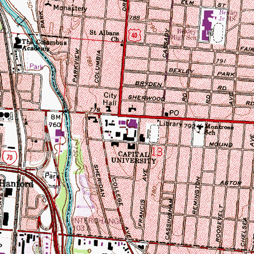 Topographic Map of Kerns Religious Life Center, OH