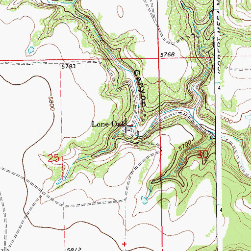 Topographic Map of Lone Oak, CO