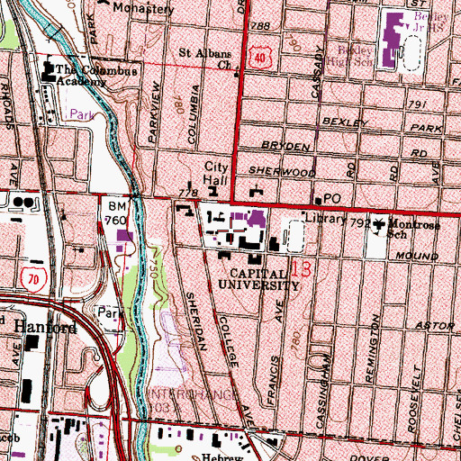 Topographic Map of Mees Hall, OH