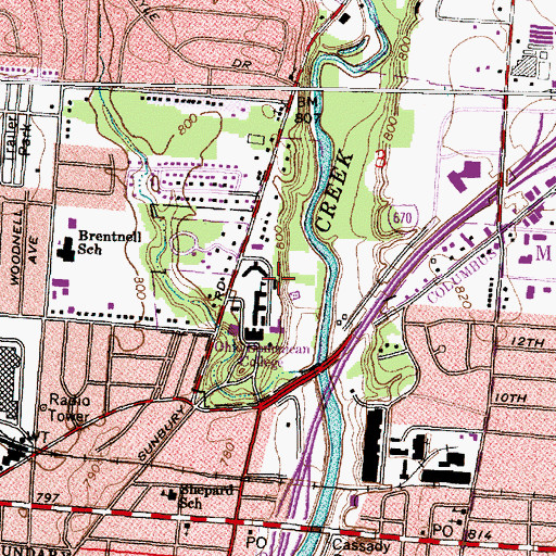 Topographic Map of Saint Albert Hall, OH