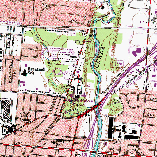 Topographic Map of Sansbury Hall, OH
