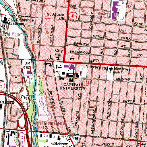 Topographic Map of Troutman Hall, OH