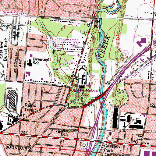 Topographic Map of Wehrle Hall, OH