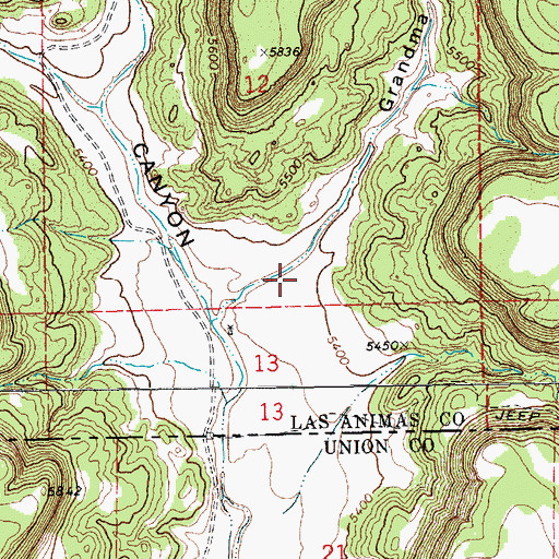 Topographic Map of Grandma Canyon, CO