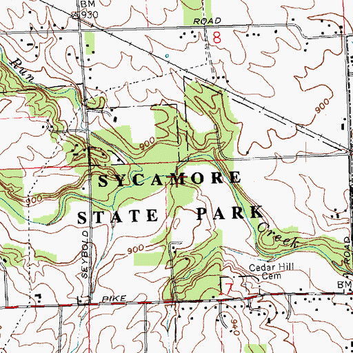 Topographic Map of Ghost Hedge Nature Trail, OH