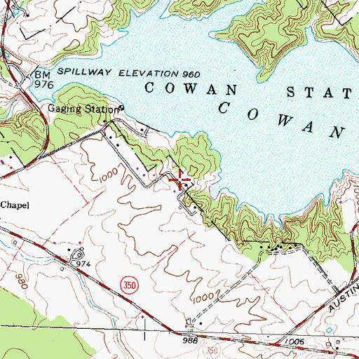 Topographic Map of Cowan Lake Sailing Club, OH